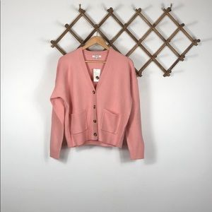 Madewell Short Cardigan Sweater In Pink Small